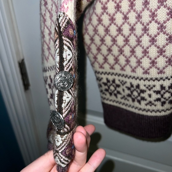 Vintage Dale Of Norway purple fair isle wool cardigan - Picture 6 of 11